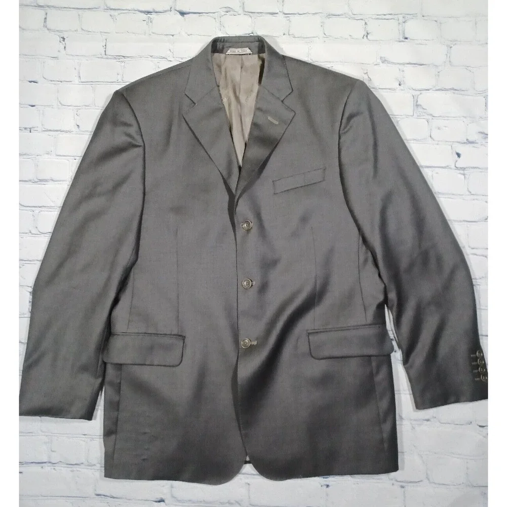 Enzo Tovare Jacket Men's 42 Grey 100% Wool Suit Blazer‎ Made In Italy